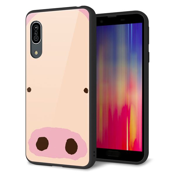 アクオス センス3 ライト SH-RM12 強化ガラス&TPUスマホケース ガラプリ【353 ぶた】