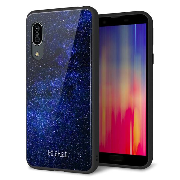 アクオス センス3 ライト SH-RM12 強化ガラス&TPUスマホケース ガラプリ【KM924 Galaxias Blue】