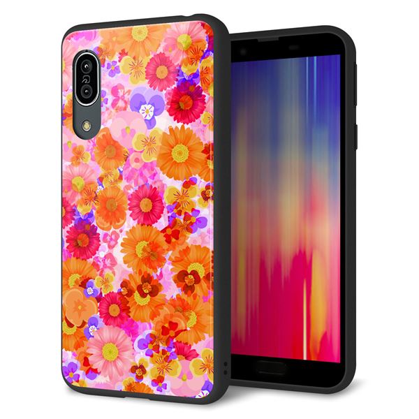アクオス センス3 ライト SH-RM12 強化ガラス&TPUスマホケース ガラプリ【SC869 リバティプリント フルールドパルファン(ピンク)】