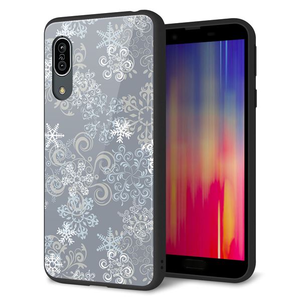 アクオス センス3 ライト SH-RM12 強化ガラス&TPUスマホケース ガラプリ【XA801 雪の結晶】