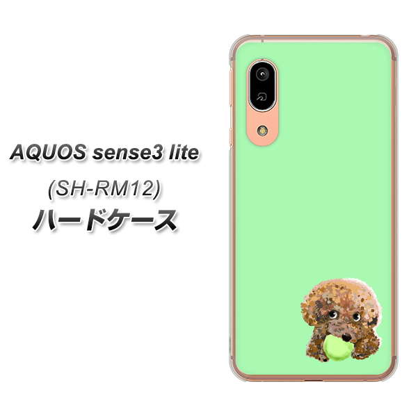アクオス センス3 ライト SH-RM12 高画質仕上げ 背面印刷 ハードケース【YJ055 トイプードル&ボール(グリーン)】