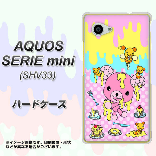 au アクオス セリエ ミニ SHV33 高画質仕上げ 背面印刷 ハードケース【AG822 ハニベア(水玉ピンク)】