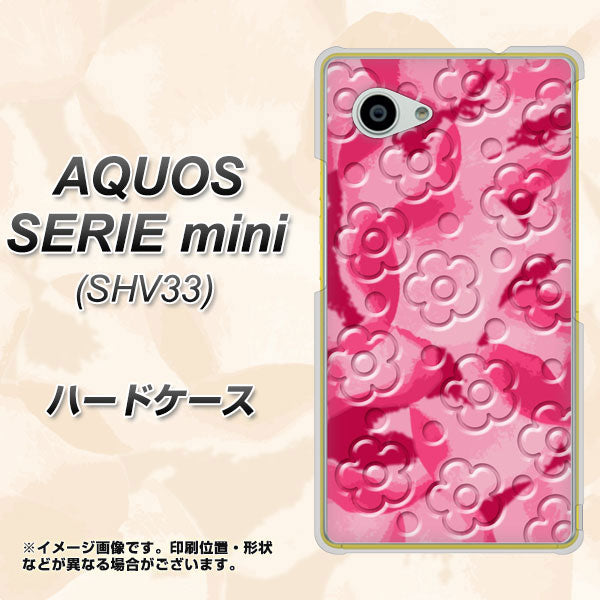 au アクオス セリエ ミニ SHV33 高画質仕上げ 背面印刷 ハードケース【SC847 フラワーヴェルニ花濃いピンク(ローズアンディアン)】