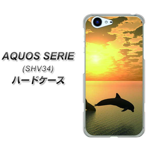 au アクオス セリエ SHV34 高画質仕上げ 背面印刷 ハードケース【VA845 夕暮れのドルフィン】
