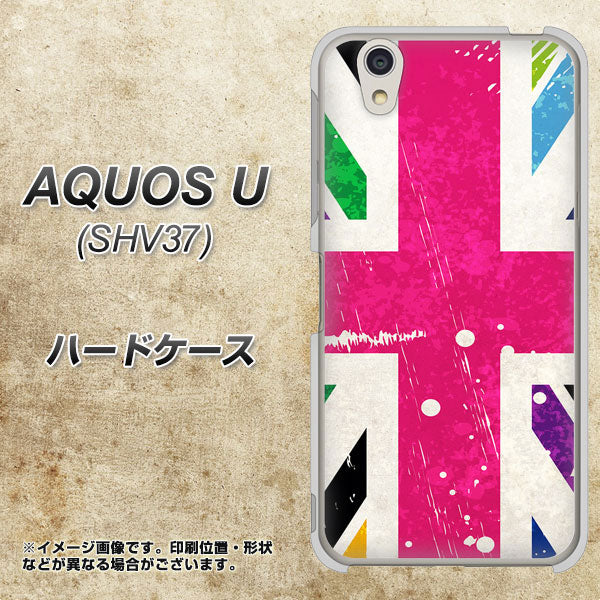 au アクオス U SHV37 高画質仕上げ 背面印刷 ハードケース【SC806 ユニオンジャック ピンクビンテージ】