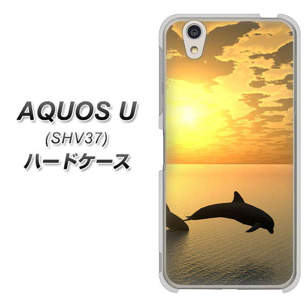 au アクオス U SHV37 高画質仕上げ 背面印刷 ハードケース【VA845 夕暮れのドルフィン】