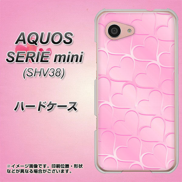 au アクオス セリエ ミニ SHV38 高画質仕上げ 背面印刷 ハードケース【1342 かくれハート(ピンク)】