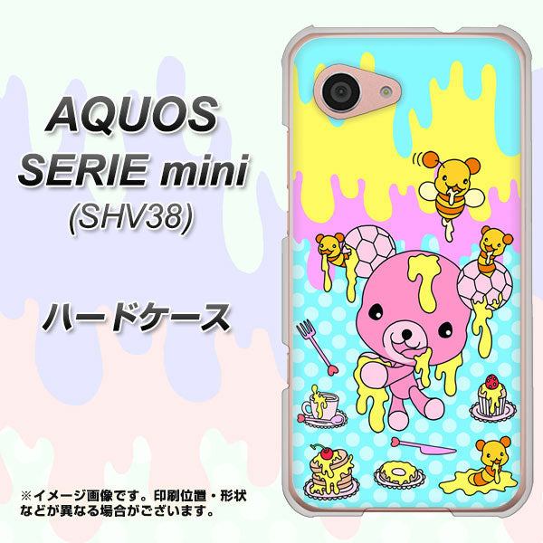 au アクオス セリエ ミニ SHV38 高画質仕上げ 背面印刷 ハードケース【AG821 ハニベア(水玉水色)】