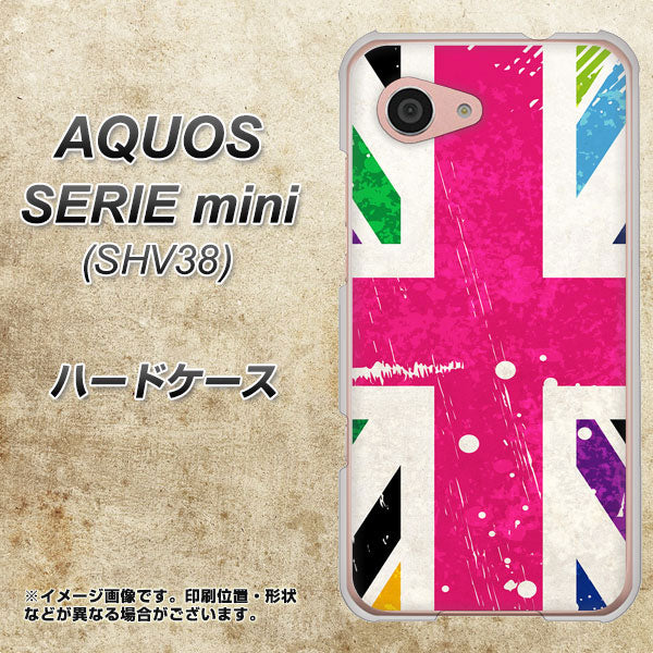 au アクオス セリエ ミニ SHV38 高画質仕上げ 背面印刷 ハードケース【SC806 ユニオンジャック ピンクビンテージ】