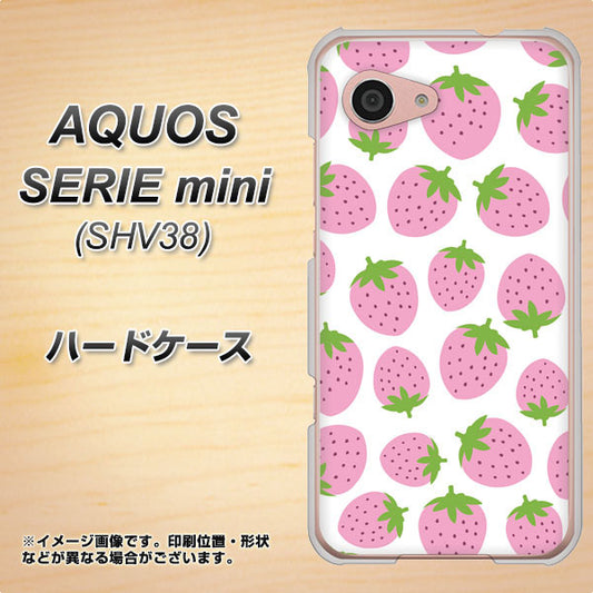 au アクオス セリエ ミニ SHV38 高画質仕上げ 背面印刷 ハードケース【SC809 小さいイチゴ模様 ピンク】
