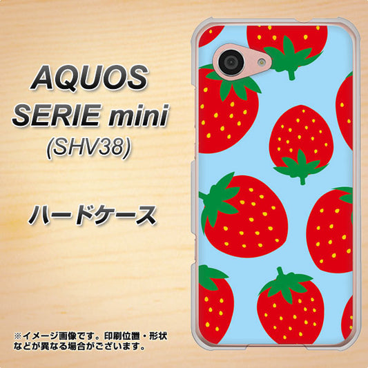 au アクオス セリエ ミニ SHV38 高画質仕上げ 背面印刷 ハードケース【SC821 大きいイチゴ模様レッドとブルー】