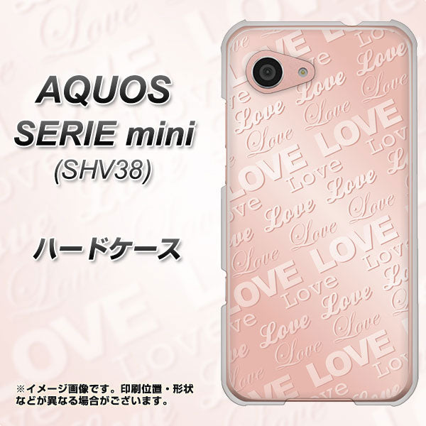 au アクオス セリエ ミニ SHV38 高画質仕上げ 背面印刷 ハードケース【SC841 エンボス風LOVEリンク(ローズピンク)】