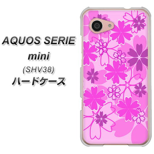 au アクオス セリエ ミニ SHV38 高画質仕上げ 背面印刷 ハードケース【VA961 重なり合う花 ピンク】