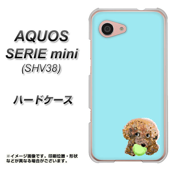 au アクオス セリエ ミニ SHV38 高画質仕上げ 背面印刷 ハードケース【YJ054 トイプードル&ボール(ブルー)】
