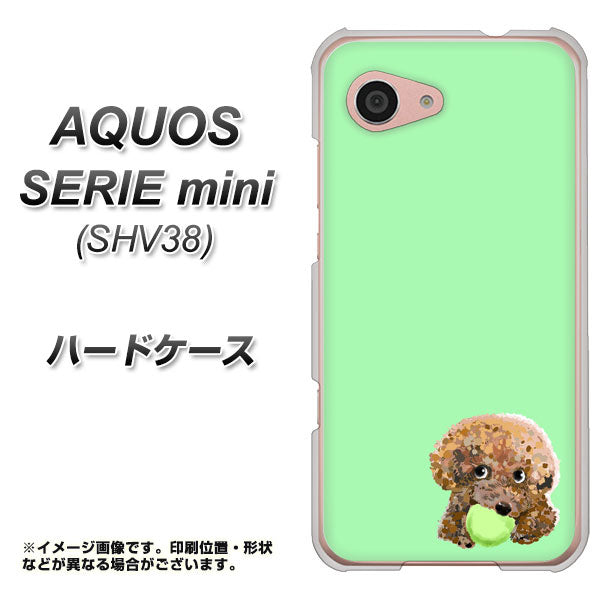 au アクオス セリエ ミニ SHV38 高画質仕上げ 背面印刷 ハードケース【YJ055 トイプードル&ボール(グリーン)】