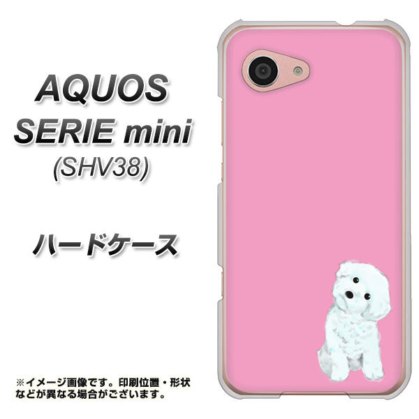 au アクオス セリエ ミニ SHV38 高画質仕上げ 背面印刷 ハードケース【YJ069 トイプードルホワイト(ピンク)】