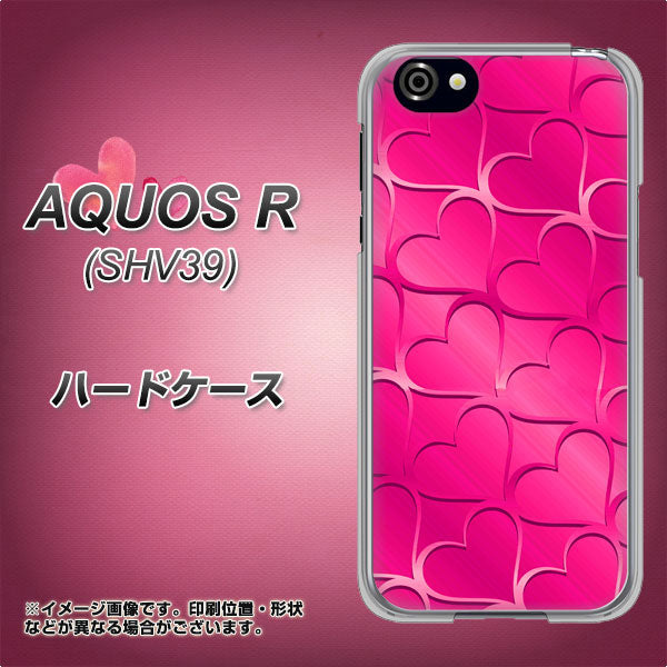 au アクオスR SHV39 高画質仕上げ 背面印刷 ハードケース【1347 かくれハート(ショッキングピンク)】