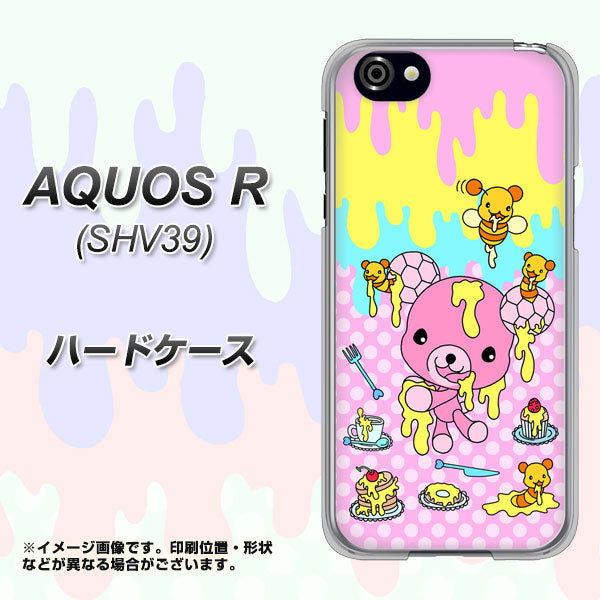 au アクオスR SHV39 高画質仕上げ 背面印刷 ハードケース【AG822 ハニベア(水玉ピンク)】