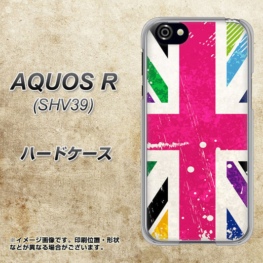 au アクオスR SHV39 高画質仕上げ 背面印刷 ハードケース【SC806 ユニオンジャック ピンクビンテージ】
