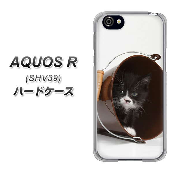 au アクオスR SHV39 高画質仕上げ 背面印刷 ハードケース【VA800 ネコとバケツ】