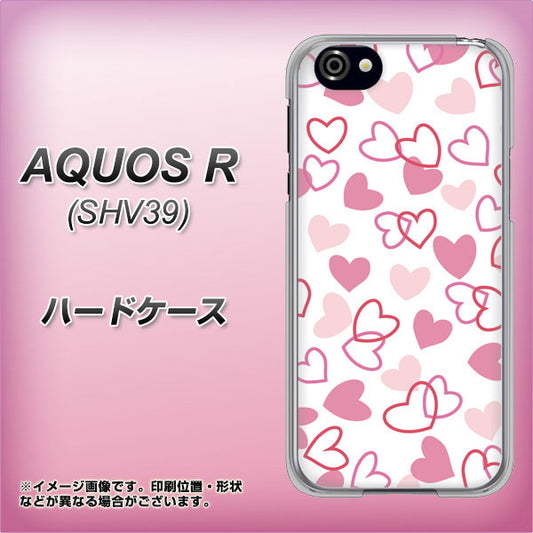 au アクオスR SHV39 高画質仕上げ 背面印刷 ハードケース【VA929 ハートがいっぱい ピンク】
