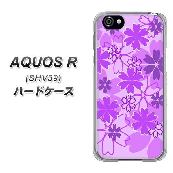 au アクオスR SHV39 高画質仕上げ 背面印刷 ハードケース【VA960 重なり合う花 パープル】
