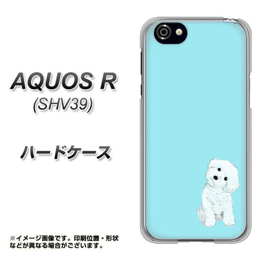 AQUOS R SHV39 au YJ070 トイプードルホワイト(ブルー) ハードケース 背面印刷