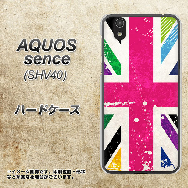 au アクオス センス SHV40 高画質仕上げ 背面印刷 ハードケース【SC806 ユニオンジャック ピンクビンテージ】
