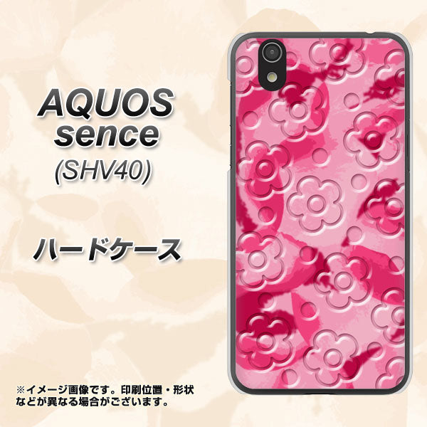 au アクオス センス SHV40 高画質仕上げ 背面印刷 ハードケース【SC847 フラワーヴェルニ花濃いピンク(ローズアンディアン)】
