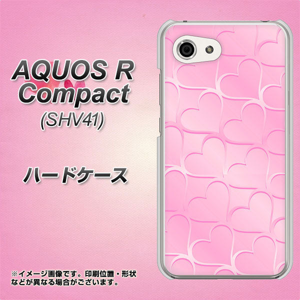 au アクオスR コンパクト SHV41 高画質仕上げ 背面印刷 ハードケース【1342 かくれハート(ピンク)】