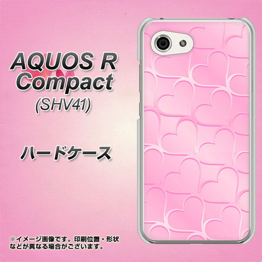 au アクオスR コンパクト SHV41 高画質仕上げ 背面印刷 ハードケース【1342 かくれハート(ピンク)】