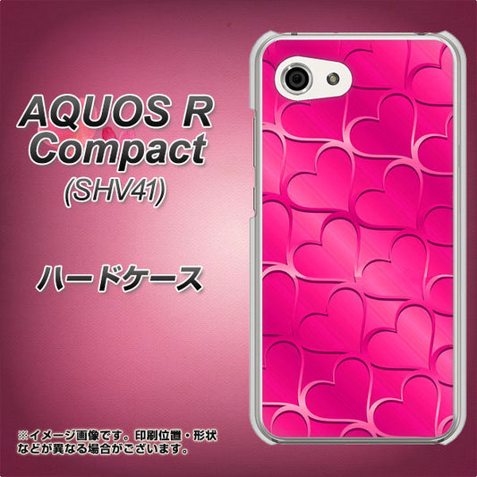 au アクオスR コンパクト SHV41 高画質仕上げ 背面印刷 ハードケース【1347 かくれハート(ショッキングピンク)】