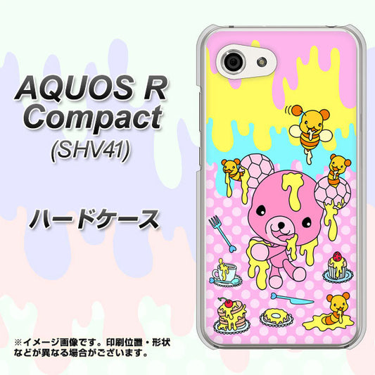 au アクオスR コンパクト SHV41 高画質仕上げ 背面印刷 ハードケース【AG822 ハニベア(水玉ピンク)】