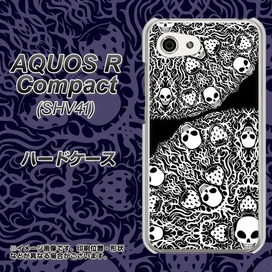 au アクオスR コンパクト SHV41 高画質仕上げ 背面印刷 ハードケース【AG834 苺骸骨曼荼羅(黒)】