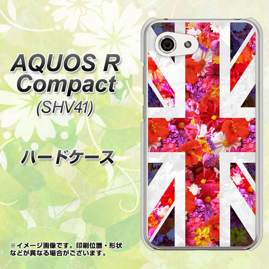 au アクオスR コンパクト SHV41 高画質仕上げ 背面印刷 ハードケース【SC801 ユニオンジャック リアルフラワー】
