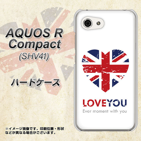 au アクオスR コンパクト SHV41 高画質仕上げ 背面印刷 ハードケース【SC803 ユニオンジャック ハートビンテージ】