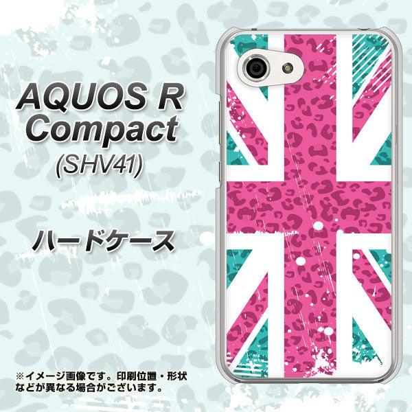 au アクオスR コンパクト SHV41 高画質仕上げ 背面印刷 ハードケース【SC807 ユニオンジャック ピンクヒョウ柄】