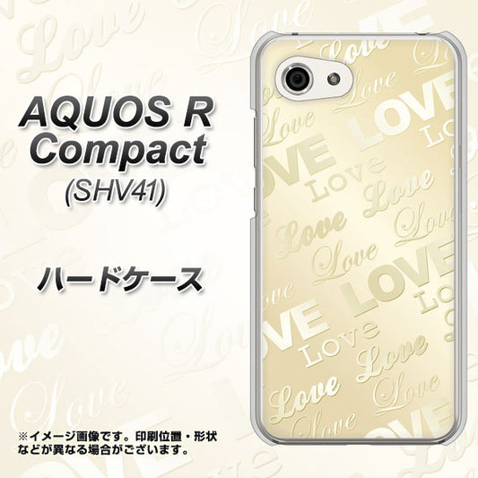 au アクオスR コンパクト SHV41 高画質仕上げ 背面印刷 ハードケース【SC840 エンボス風LOVEリンク(ヌーディーベージュ)】
