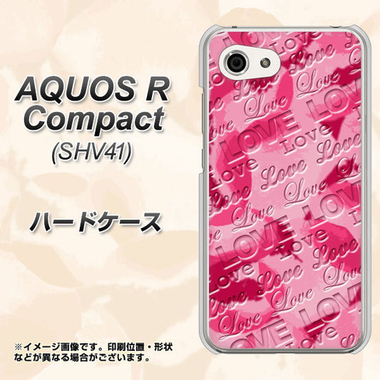 au アクオスR コンパクト SHV41 高画質仕上げ 背面印刷 ハードケース【SC845 フラワーヴェルニLOVE濃いピンク(ローズアンディアン)】