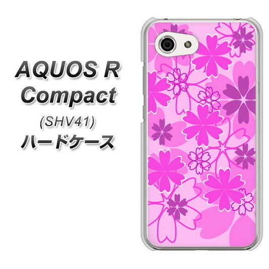 au アクオスR コンパクト SHV41 高画質仕上げ 背面印刷 ハードケース【VA961 重なり合う花 ピンク】