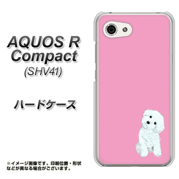 au アクオスR コンパクト SHV41 高画質仕上げ 背面印刷 ハードケース【YJ069 トイプードルホワイト(ピンク)】