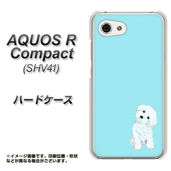au アクオスR コンパクト SHV41 高画質仕上げ 背面印刷 ハードケース【YJ070 トイプードルホワイト(ブルー)】