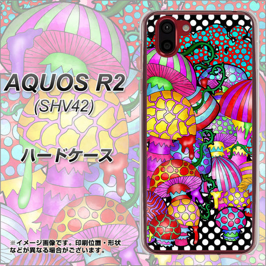 au アクオス R2 SHV42 高画質仕上げ 背面印刷 ハードケース【AG807 きのこ(黒)】