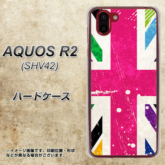 au アクオス R2 SHV42 高画質仕上げ 背面印刷 ハードケース【SC806 ユニオンジャック ピンクビンテージ】