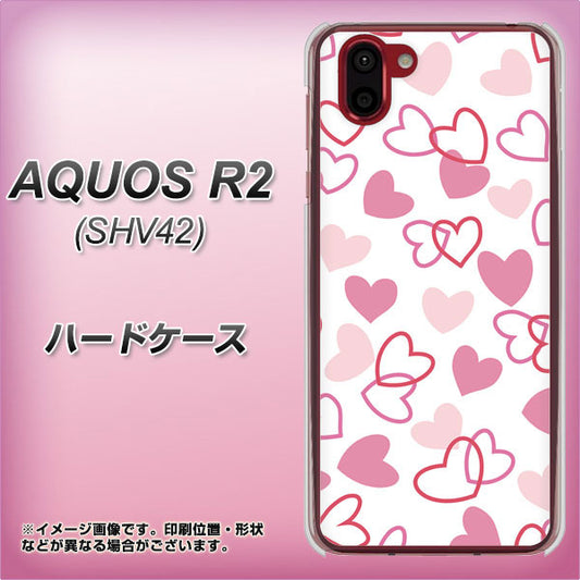 au アクオス R2 SHV42 高画質仕上げ 背面印刷 ハードケース【VA929 ハートがいっぱい ピンク】