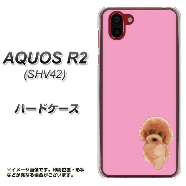 au アクオス R2 SHV42 高画質仕上げ 背面印刷 ハードケース【YJ049 トイプードルレッド(ピンク)】