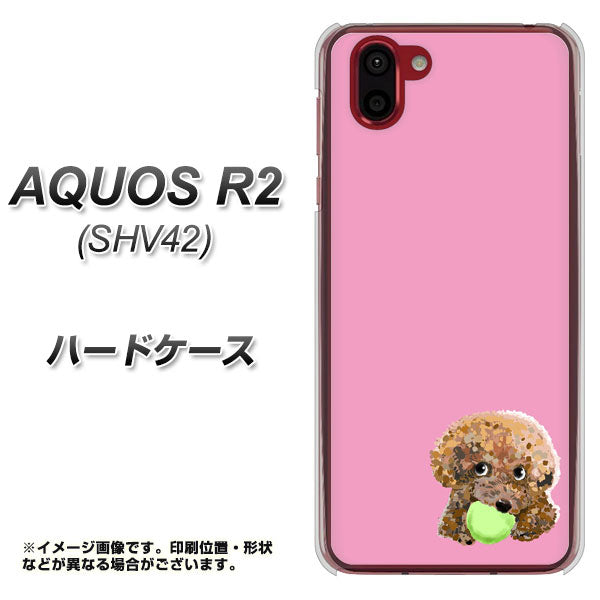 au アクオス R2 SHV42 高画質仕上げ 背面印刷 ハードケース【YJ053 トイプードル&ボール(ピンク)】