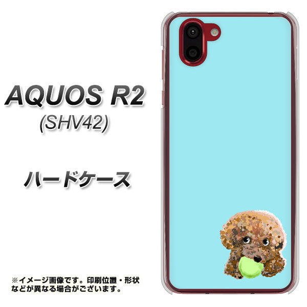 au アクオス R2 SHV42 高画質仕上げ 背面印刷 ハードケース【YJ054 トイプードル&ボール(ブルー)】