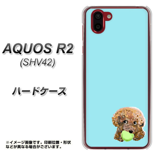 au アクオス R2 SHV42 高画質仕上げ 背面印刷 ハードケース【YJ054 トイプードル&ボール(ブルー)】