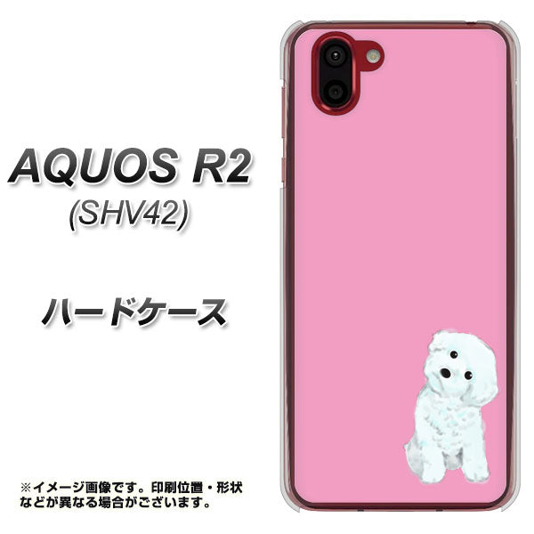 au アクオス R2 SHV42 高画質仕上げ 背面印刷 ハードケース【YJ069 トイプードルホワイト(ピンク)】